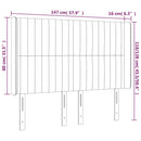 sengegavl med LED-lys 147x16x118/128 cm fløjl mørkegrå