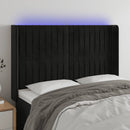 sengegavl med LED-lys 147x16x118/128 cm fløjl sort