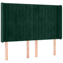 sengegavl med LED-lys 147x16x118/128 cm fløjl mørkegrøn