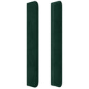 sengegavl med LED-lys 147x16x118/128 cm fløjl mørkegrøn
