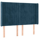 sengegavl med LED-lys 147x16x118/128 cm fløjl mørkeblå
