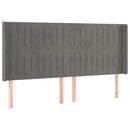 sengegavl med LED-lys 163x16x118/128 cm fløjl lysegrå