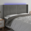 sengegavl med LED-lys 163x16x118/128 cm fløjl lysegrå