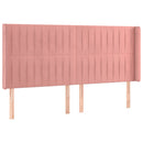 sengegavl med LED-lys 163x16x118/128 cm fløjl lyserød