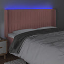 sengegavl med LED-lys 163x16x118/128 cm fløjl lyserød