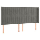 sengegavl med LED-lys 183x16x118/128 cm fløjl lysegrå