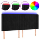 sengegavl med LED-lys 183x16x118/128 cm fløjl sort