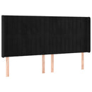 sengegavl med LED-lys 183x16x118/128 cm fløjl sort