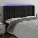 sengegavl med LED-lys 183x16x118/128 cm fløjl sort