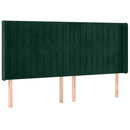 sengegavl med LED-lys 183x16x118/128 cm fløjl mørkegrøn