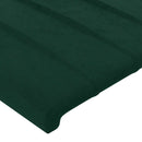 sengegavl med LED-lys 183x16x118/128 cm fløjl mørkegrøn