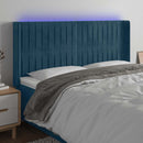 sengegavl med LED-lys 183x16x118/128 cm fløjl mørkeblå