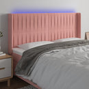 sengegavl med LED-lys 183x16x118/128 cm fløjl lyserød