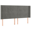 sengegavl med LED-lys 203x16x118/128 cm fløjl lysegrå
