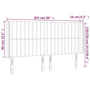 sengegavl med LED-lys 203x16x118/128 cm fløjl sort