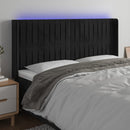 sengegavl med LED-lys 203x16x118/128 cm fløjl sort