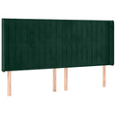 sengegavl med LED-lys 203x16x118/128 cm fløjl mørkegrøn