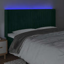 sengegavl med LED-lys 203x16x118/128 cm fløjl mørkegrøn