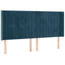 sengegavl med LED-lys 203x16x118/128 cm fløjl mørkeblå