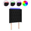sengegavl med LED-lys 83x16x118/128 cm stof sort