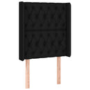 sengegavl med LED-lys 83x16x118/128 cm stof sort
