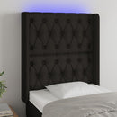 sengegavl med LED-lys 83x16x118/128 cm stof sort
