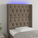 sengegavl med LED-lys 83x16x118/128 cm stof gråbrun