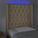 sengegavl med LED-lys 83x16x118/128 cm stof cremefarvet