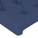 sengegavl med LED-lys 83x16x118/128 cm stof blå