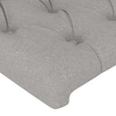 sengegavl med LED-lys 93x16x118/128 cm stof lysegrå