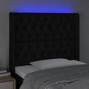 sengegavl med LED-lys 93x16x118/128 cm stof sort