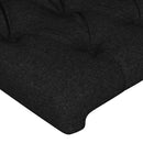 sengegavl med LED-lys 93x16x118/128 cm stof sort