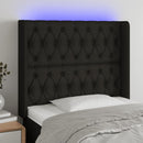 sengegavl med LED-lys 93x16x118/128 cm stof sort