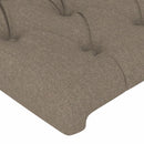 sengegavl med LED-lys 93x16x118/128 cm stof gråbrun