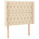 sengegavl med LED-lys 93x16x118/128 cm stof cremefarvet