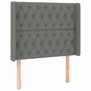 sengegavl med LED-lys 103x16x118/128 cm stof mørkegrå