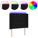 sengegavl med LED-lys 103x16x118/128 cm stof sort