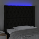 sengegavl med LED-lys 103x16x118/128 cm stof sort