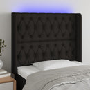 sengegavl med LED-lys 103x16x118/128 cm stof sort