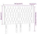 sengegavl med LED-lys 147x16x118/128 cm stof mørkegrå