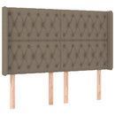 sengegavl med LED-lys 147x16x118/128 cm stof gråbrun