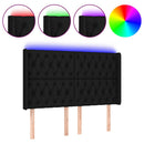 sengegavl med LED-lys 163x16x118/128 cm stof sort