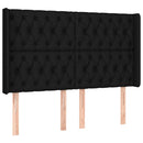 sengegavl med LED-lys 163x16x118/128 cm stof sort