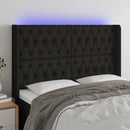sengegavl med LED-lys 163x16x118/128 cm stof sort