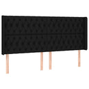 sengegavl med LED-lys 183x16x118/128 cm stof sort