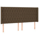 sengegavl med LED-lys 183x16x118/128 cm stof mørkebrun
