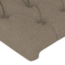 sengegavl med LED-lys 203x16x118/128 cm stof gråbrun