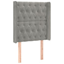 sengegavl med LED-lys 83x16x118/128 cm fløjl lysegrå