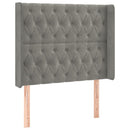 sengegavl med LED-lys 93x16x118/128 cm fløjl lysegrå