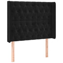 sengegavl med LED-lys 93x16x118/128 cm fløjl sort